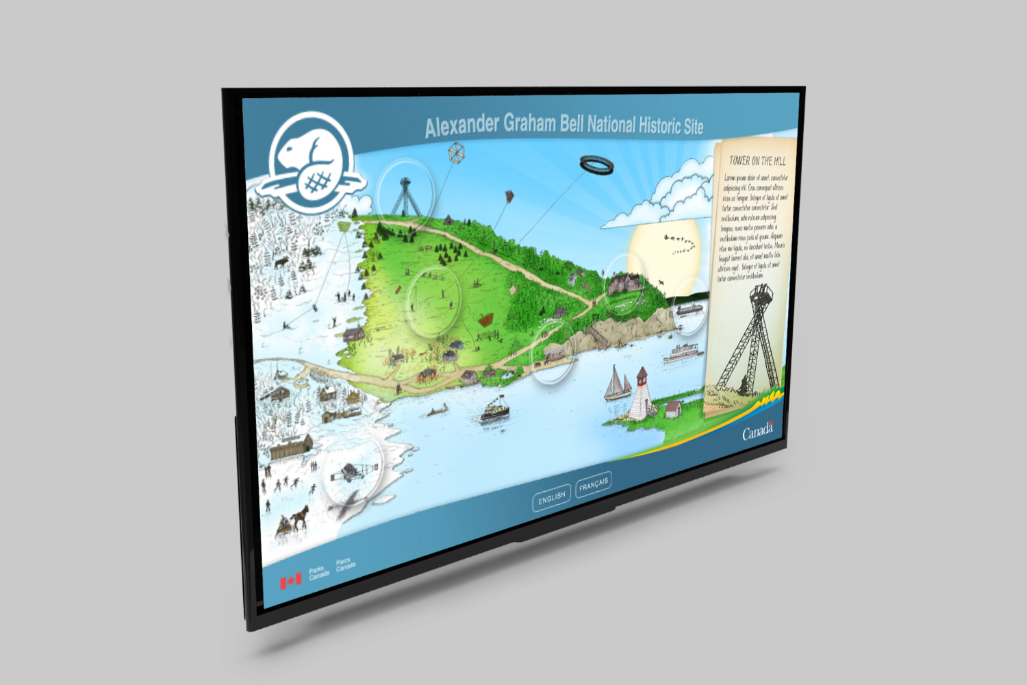 Interactive Touch Screen Kiosk for Alexander Graham Bell National Historic Site