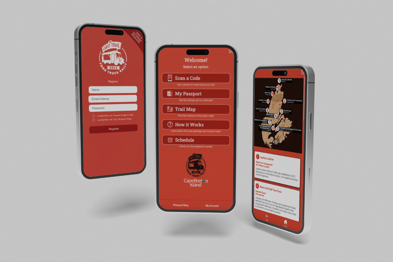 Mobile app portfolio for Cabot Trail Food Truck Rally