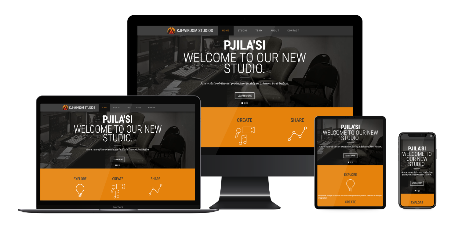 Website portfolio layout for Kji-Wikuom Studios
