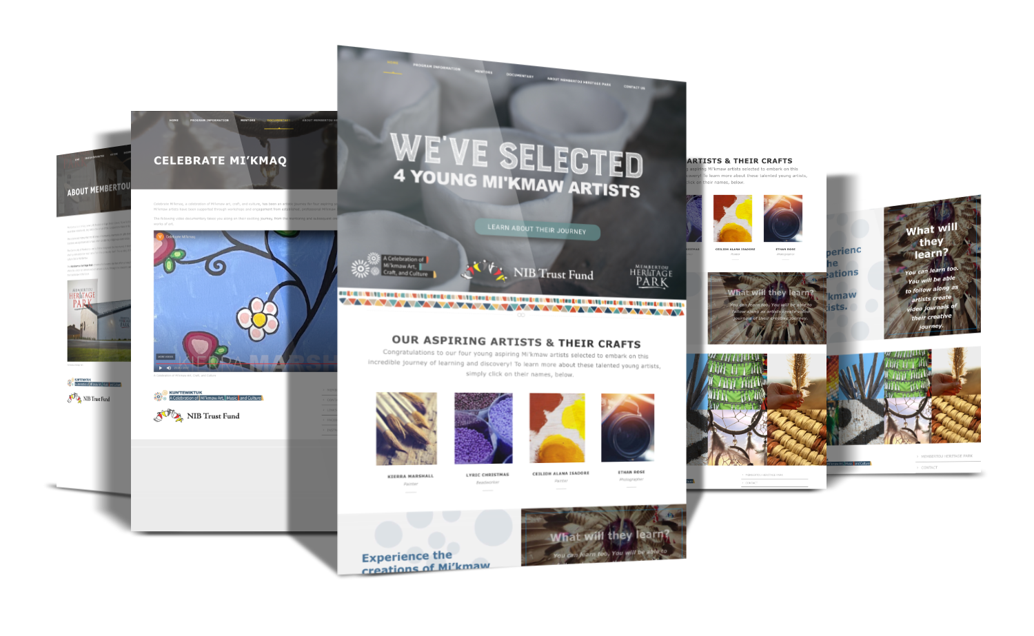 Website portfolio layout for Celebrate Mi'kmaq