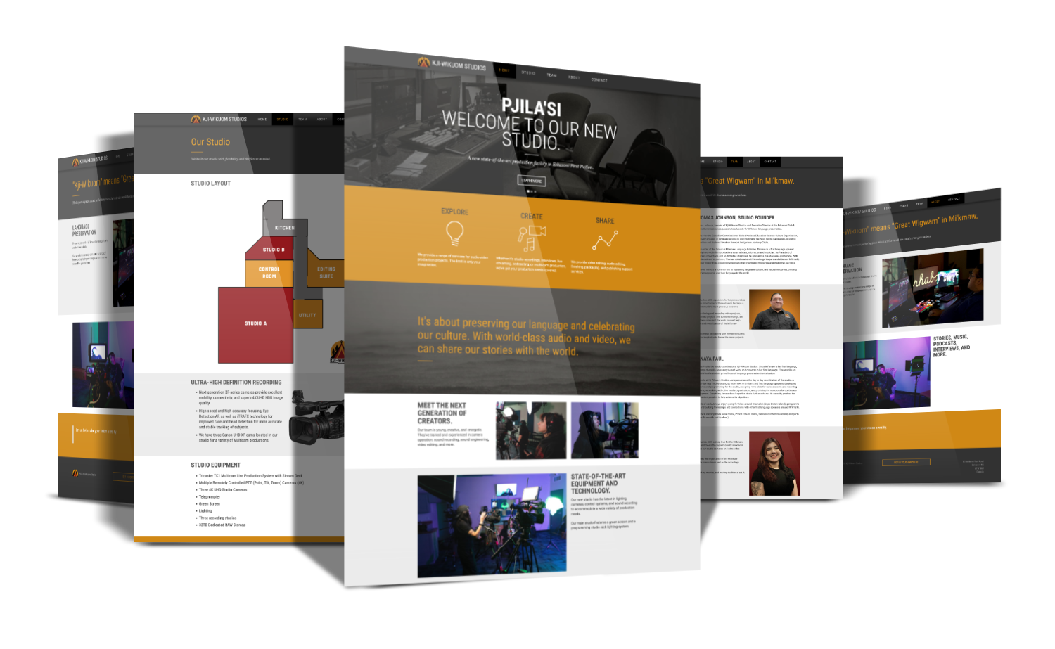 Website portfolio layout for Kji-Wikuom Studios