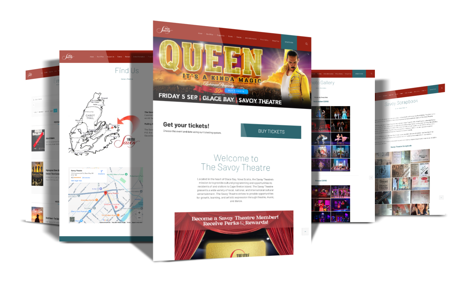 Website portfolio layout for Savoy Theatre